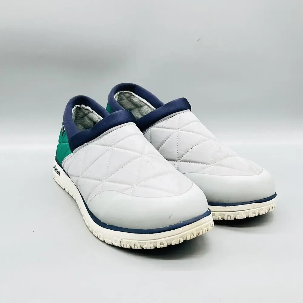 LL Bean Shoes Mens 11 Gray Green Quilted Nylon Slip On House Slippers Comfort